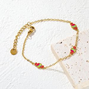 18K <b>Gold</b> Plated Stainless Steel Candy <b>Bracelet</b> Waterproof Tarnish Free Sweater Chain Fashion Jewelry Drip Oil <b>Bracelet</b> for <b>Kid</b> - Product Image 3