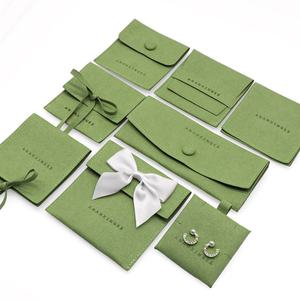 Bolsa de Regalo Pequeña de Lujo de Microfibra y PVC con Lazo, Bolsa para Pulseras y Collares de Microfibra, Empaque Elegante para Joyería - Product Image 1