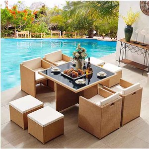 Ensemble <span class=keywords><strong>table</strong></span> <span class=keywords><strong>et</strong></span> chaise d'extérieur moderne, confortable, imperméable <span class=keywords><strong>et</strong></span> résistant au soleil, pour cour d'hôtel, terrasse <span class=keywords><strong>et</strong></span> jardin, coussin de loisirs - Product Image 1