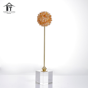 Pièces de décoration <span class=keywords><strong>tendance</strong></span> pour le salon, ornements créatifs en pierre de cristal naturelle et en cuivre, décoration intérieure moderne - Product Image 4