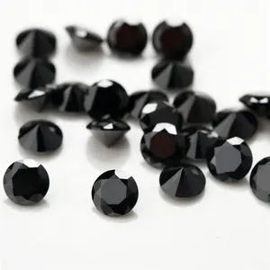 Wholesale wuzhou cz stones 0.8-10mm round brilliant cut cubic zirconia spinel nano loose gemstone black cz for jewelry ring