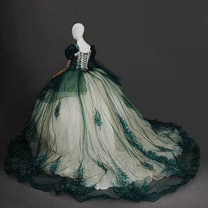 Abito da Quinceañera Jancember WC044 Verde Smeraldo con Paillettes, Abito da Sposa con Mantellina, per Festa di Compleanno dei 16 Anni e Banchetti - Product Image 3