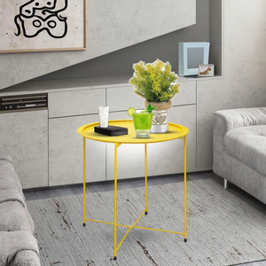 Personalizzato giallo metallo tavolo rotondo pieghevole accanto al <span class=keywords><strong>divano</strong></span> merenda <span class=keywords><strong>tavolino</strong></span> per soggiorno e camera da letto <span class=keywords><strong>tavolino</strong></span> laterale - Product Image 6