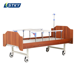 Letto Ospedaliero Manuale in Legno a 2 Manovelle per Assistenza Domiciliare con Sponde in Lega di Alluminio e <span class=keywords><strong>Testiera</strong></span> Rimovibile - Product Image 4