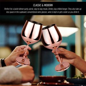 Verres à champagne de luxe 18 oz, style vintage classique, décoration de mariage, verres à vin en métal rose doré pour événements - Product Image 6