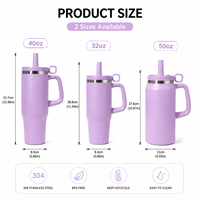 Gobelet isotherme portable en acier inoxydable 304 de 32, 40, 50 oz avec poignée et couvercle à paille pour le sport et la gym – Vente en gros