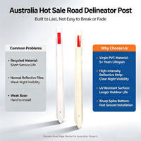 Poste Delimitador de Carretera de PVC Flexible, Poste Reflectante para Demarcación Vial, Poste Guía para Borde de Carretera, Poste Delimitador Desmontable para Carreteras