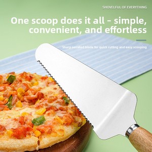 Set Pizza <span class=keywords><strong>2</strong></span> Pezzi: Paletta Pizza con Manico in Legno e Rotella Tagliapizza in Acciaio Inossidabile a Singola Ruota, Strumento Divisore per Pasta - Product Image 2