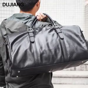 Sac à main personnalisé de grande capacité pour hommes, sacs de voyage à bandoulière en cuir véritable de sport de Fitness