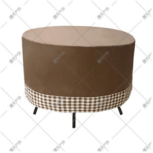 <b>Round</b> <b>Table</b> <b>Cover</b> 62 72 84 96 Inch Waterproof Outdoor Furniture Dust <b>Cover</b> Coffee Plaid Beige Stripes Polyester American Style - Product Image 3
