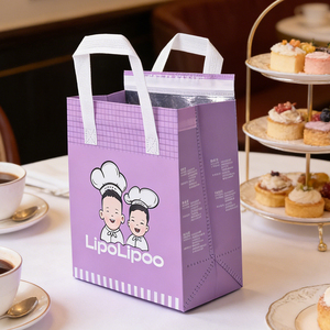 Bolsa Térmica Personalizada con Logotipo, de Tela No Tejida, con Forro de Papel de Aluminio, Plegable, <span class=keywords><strong>para</strong></span> Entrega de Pasteles y Postres, <span class=keywords><strong>para</strong></span> Panaderías y Tiendas de Postres - Product Image 1