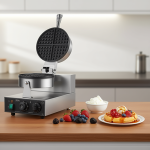 Máquina para hacer gofres redondos Vevor comercial de 1230W con placa de hierro antiadherente para la producción de gofres - Product Image 2