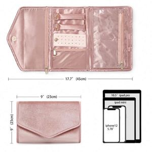 BSCI Factory Customized Foldable <b>Travel</b> Velvet Rolling Jewelry <b>Roll</b> <b>Jewellery</b> Storage Pouch Bag - Product Image 2