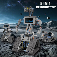 Juguete de Bloques de Construcción 5 en 1 STEM, Juguete de Robot de Ensamblaje DIY, Control Remoto, Programación Eléctrica, Juguete Educativo
