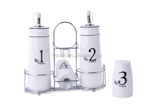 Thiết kế hiện đại dầu gốm giấm chai Muối Jar hạt tiêu cruet gia vị Set với kim loại giá đồ dùng nhà bếp - Product Image 4