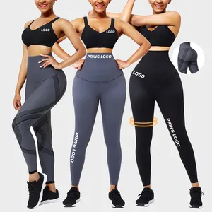 HEXIN yeni tasarım 3D-Printed yüksek bel tayt kadın Fitness egzersiz setleri kadınlar Yoga pantolon tayt