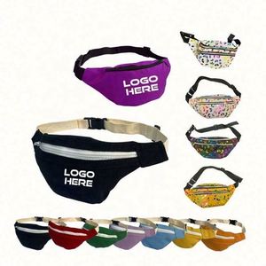 Riñoneras de Mezclilla de Poliéster Personalizadas para Viajes, Deportes y Correr, Precio Económico de Fábrica, Patrón Bordado, Cierre de Cremallera - Product Image 1