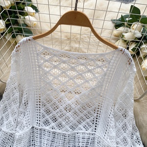 Top Bohemien Lavorato a <span class=keywords><strong>Maglia</strong></span> con Protezione Solare per Donna, Crochet Traforato, Spalline da Annodare, Vestibilità Ampia Effetto Snellente, Abbigliamento Estivo per Taglie Piccole - Product Image 5
