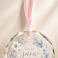 Pendentif en verre cristal rond avec bord biseauté facetté, impression de texte personnalisée et boîte cadeau pour cadeau de Noël