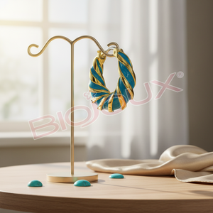 ALARA Women's Turquoise Gold plated Earrings Hypoallergenic Stud Hoop Trendy Style - Product Image 3