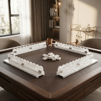 Ensemble de support de mahjong en acrylique écologique imperméable Blue Pearl avec poussoir magnétique et plateau de tri, 4 pièces, accessoire de table américain