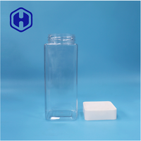 Pot en plastique PET transparent de forme carrée, facile à ouvrir, avec couvercle à vis carré pour les noix, les collations et les bonbons - Étanche, sans BPA