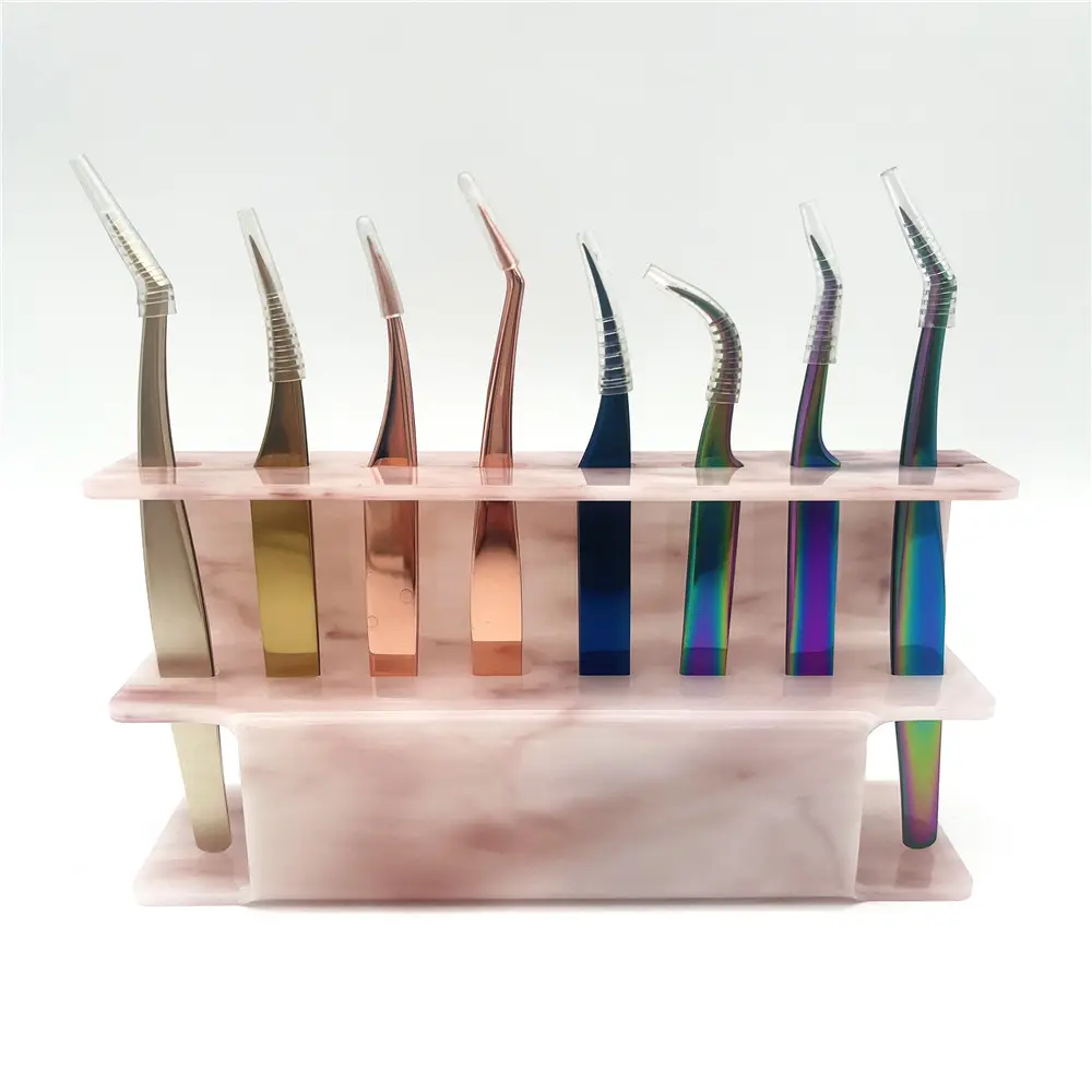 Pink white black 6 8 Holes eyelash extension tweezer stand lash tweezers display holder acrylic storage rack