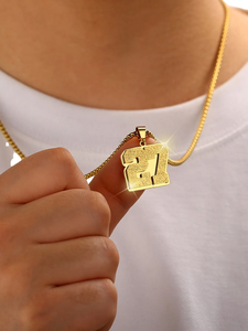 Collar con Colgante de Doble Capa con Número de Atleta Digital, Chapado en Oro de 18K, Brillante, de Acero Inoxidable para Hombre, Moderno, para Parejas, Navidad - Product Image 5