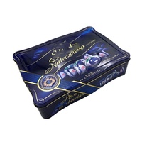 Boîte en métal personnalisée de grande taille, rectangulaire, carrée, adaptée aux aliments, pour chocolat, biscuits, emballage en métal personnalisé imprimé