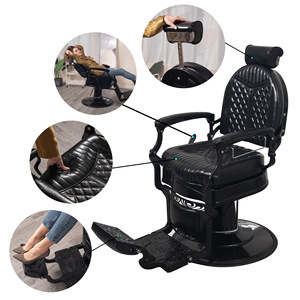 Hongzi Retro Barber Chair Hydraulic Reclining Adjustable <b>Footrest</b> Commercial Hairdressing Chair - Product Image 2