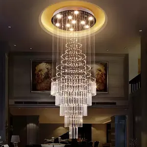 Dropshipping Design europeo grande lampadario a sospensione a LED elegante lustro moderno lampadario di illuminazione in cristallo di lusso