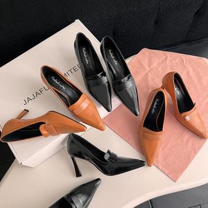 <span class=keywords><strong>Escarpins</strong></span> de <span class=keywords><strong>luxe</strong></span> personnalisés inspirés de Y, à talon conique de 9 cm, noirs, à bout pointu, élégants pour femme, chaussures de bureau à enfiler, autres empeignes, automne/printemps - Product Image 3