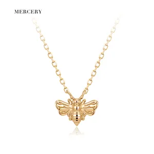 Mercery شفاء مجوهرات تلعثم النحل قلادة مخصص مجوهرات الأزياء 14K ريال حلية ذهبية قلادة للنساء