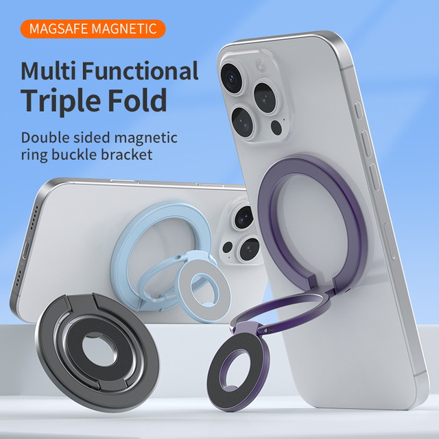 Double Ring Magnetic Phone Ring Holder Strong Magnet Finger Grip Multifunctional Desktop Lazy Phone Stand for iphone 17 16