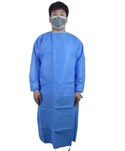 Usine chinoise fabrication robe d'isolement jetable personnalisé prix bon marché robes chirurgicales non tissées médicales robes isolées médicales