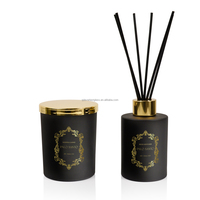 Lot de bougies parfumées de luxe en verre blanc et noir pour la maison, avec diffuseur à bâtonnets – Idéal pour un coffret cadeau