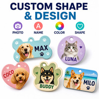 Plaque d'identification personnalisée en aluminium pour collier ou harnais de chien, avec photo, couleur intégrale, double face, légère, imprimée sur mesure