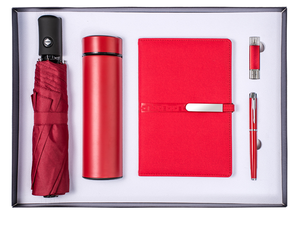 Cadeaux d'entreprise promotionnels, souvenirs pour les invités, carnet personnalisé avec logo, stylo et flacon + parapluie + clé USB + batterie externe - Product Image 3
