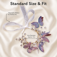 Corsage de poignet Papillon Féerique, Bracelet de poignet en perles de cristal, Fleur de poignet réglable en organza pour demoiselle d'honneur et mariage