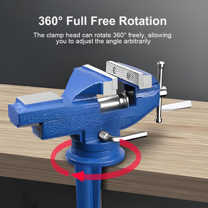 Étau d'établi pivotant en acier moulé de 3 pouces, fixation par pince, rotation à 360° °   Étau rotatif à mâchoires dentelées pour le travail du bois, la métallurgie et le perçage - Product Image 2