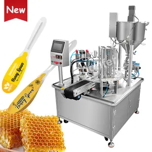 Máquina de llenado de líquidos rotativa completamente automática de alta velocidad, máquina de sellado de llenado de cuchara de miel a buen precio