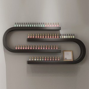 Modern Metal Wall-Mounted White Nail Polish Display Stand for Hair Salons and Barbershops - Product Image 5