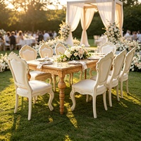 Chaise de salle à manger en plastique empilable dorée, nouveau design, pour hôtels, événements, mariages, avec tissu personnalisé