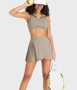 Mode Atletische Sportkleding Sets Yoga Schokbestendige Bh Gym Training Geplooide Tennisrok <span class=keywords><strong>2</strong></span> Stuk Tennisrok Sets Voor Dames - Product Image 6