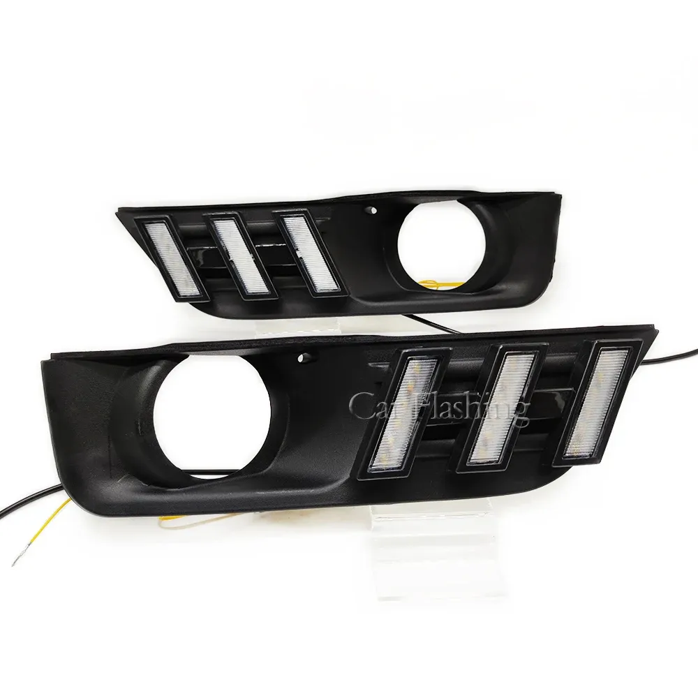 Car Flashing 1 Set LED Daytime Running Lights Daylight Fog lamp cover with yellow turn signal DRL For Ford Focus 2005 2006