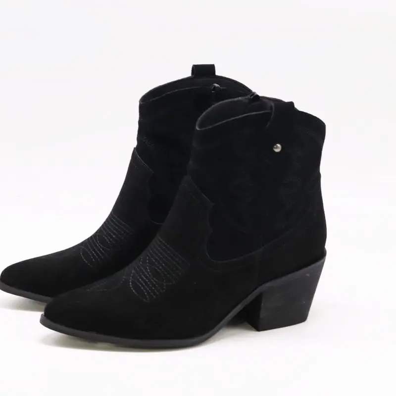 Gran oferta, botas transpirables de invierno para mujer, suela blanda, botas a media pantorrilla, tacones gruesos, zapatos de mujer, botas