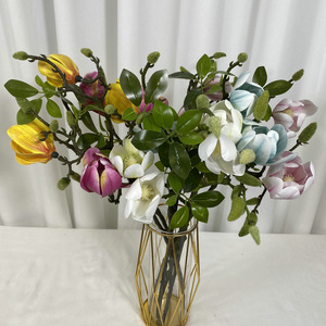 Magnolia corta con 3 flores, flores artificiales, planta para decoración de bodas, cumpleaños, hogar, impresa en 3D - Product Image 5