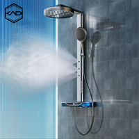 TikTok Trend ensemble de douche thermostatique brossé salle de bain mitigeur atmosphère lumière piano clé pluie motif de pulvérisation pour appartements