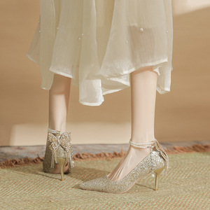 Scarpe <span class=keywords><strong>da</strong></span> Donna Eleganti con Tacco a Spillo, Punta Chiusa, Design Leggero e Sottile, <span class=keywords><strong>Sandali</strong></span> con Tacco per Abiti Eleganti - Product Image 3