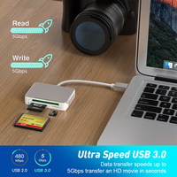 Portable Plug-and-Play USB 3,0 de alta velocidad 5Gbps 3-en-1 CF SD TF lector de tarjetas para instalación externa de computadora portátil